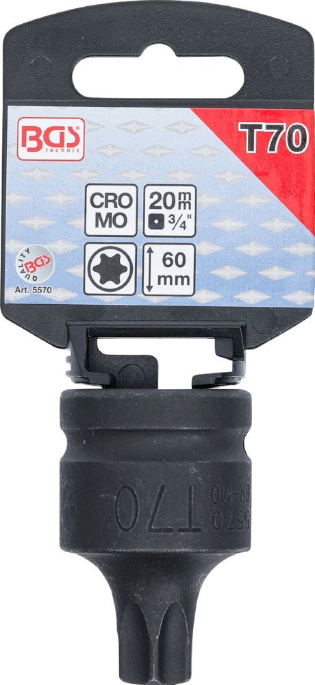 Produktbild Kraft Bit T70 Einsatz Länge 60 mm Antrieb Innenvierkant 20 mm 3/4 Zoll  bild 2