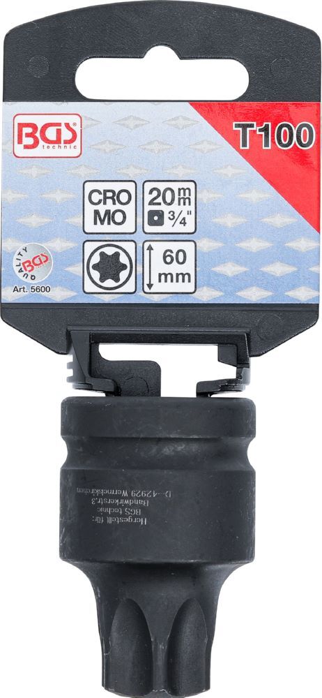 Produktbild Kraft Bit T100 Einsatz Länge 60 mm Antrieb Innenvierkant 20 mm 3/4 Zoll  bild 2