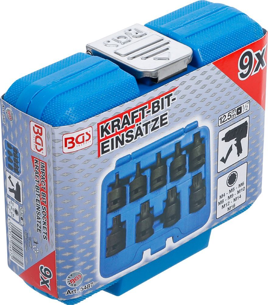 Produktbild Kraft Bit Einsatz Satz Innenvielzahn 9 teilig Antrieb Innenvierkant 12,5 mm bild 7