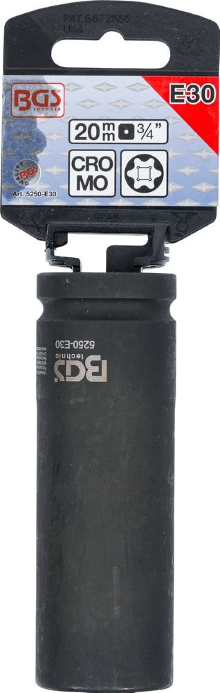 BGS Kraft Steckschlüssel E30 Einsatz E-Profil tief Antrieb Innenvierkant 20 mm BGS Kraft Steckschlüssel E30 Einsatz E-Profil tief Antrieb Innenvierkant 20 mm