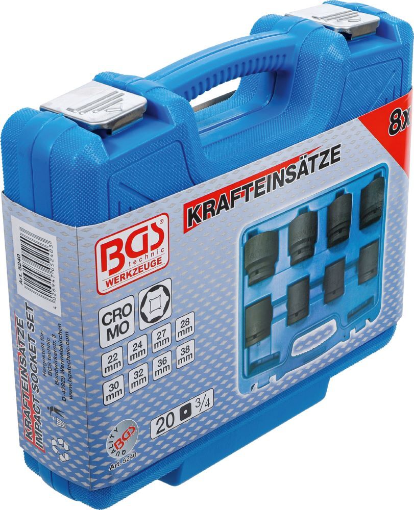 Produktbild Kraft Steckschlüssel Einsatz Satz Innenvierkant 3/4 Zoll 22-38 mm 8 teilig bild 5