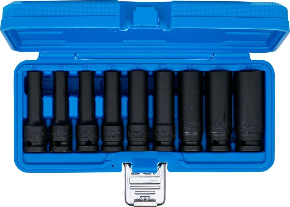 Produktbild Kraft Steckschlüssel Einsatz Satz E-Profil tief Innenvierkant 1/2 Zoll 9 teilig bild 4