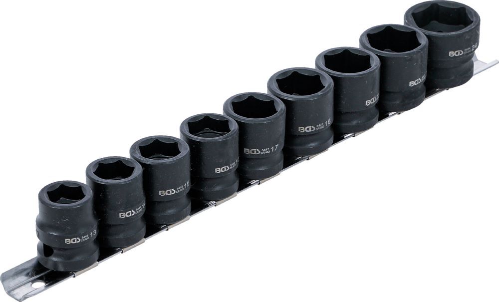 Produktbild Kraft Steckschlüssel Einsatz Satz Sechskant extra flach 9 teilig 1/2 Zoll bild 2