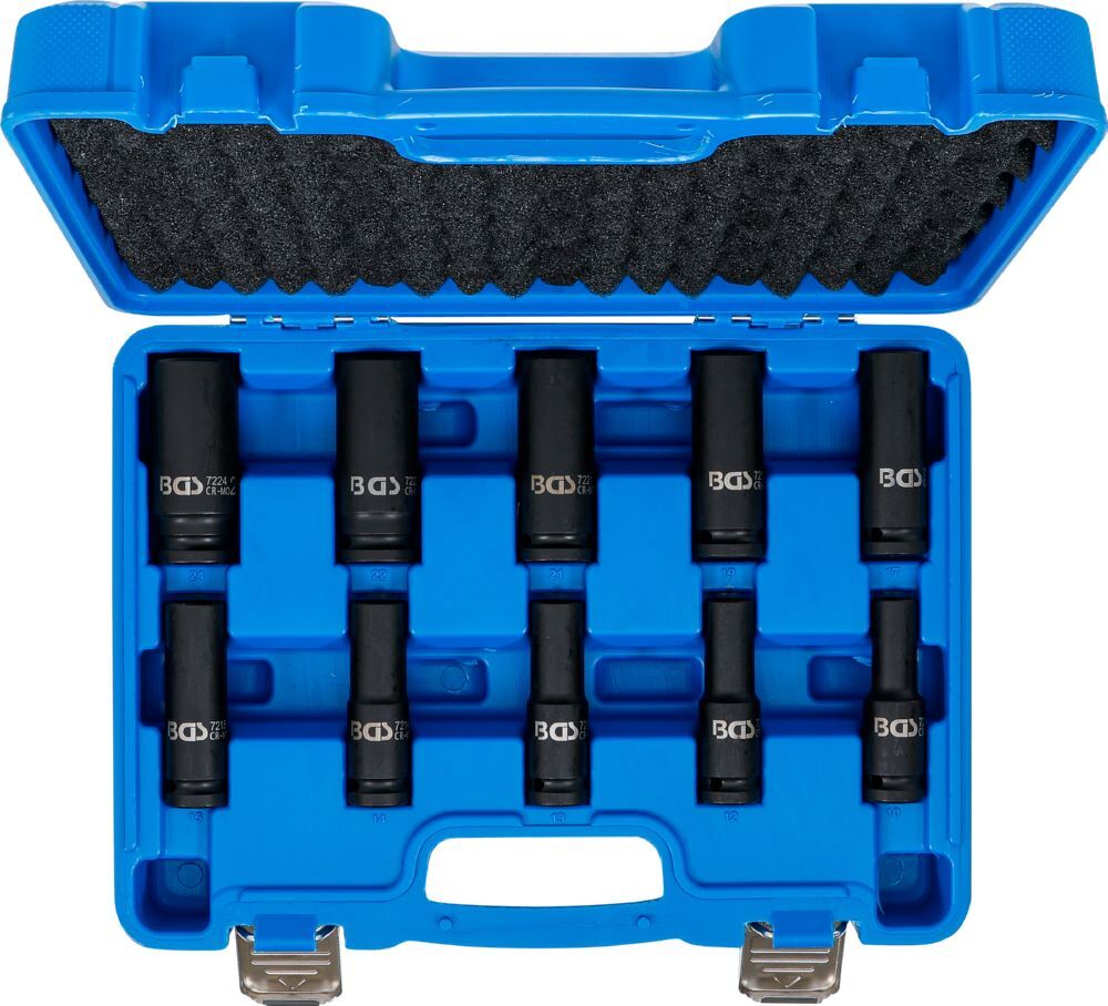 Produktbild Kraft Steckschlüssel Einsatz Satz Sechskant tief 10 teilig 10-24 mm bild 4