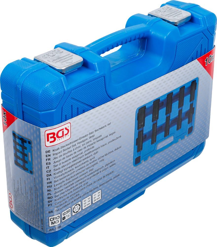 Produktbild Kraft Steckschlüssel Einsatz Satz Sechskant tief 10 teilig 10-24 mm bild 6