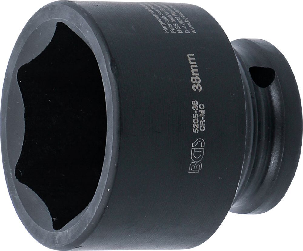 BGS Kraft Steckschlüssel 38 mm Einsatz Sechskant Antrieb Innenvierkant 12,5 1/2 Zoll Produktbild BGS Kraft Steckschlüssel 38 mm Einsatz Sechskant Antrieb Innenvierkant 12,5 1/2 Zoll