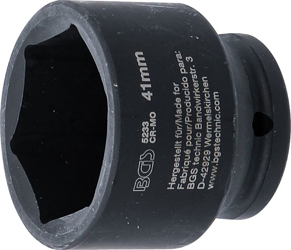 BGS Kraft Steckschlüssel 41 mm Einsatz Sechskant Antrieb Innenvierkant 12,5 mm Produktbild BGS Kraft Steckschlüssel 41 mm Einsatz Sechskant Antrieb Innenvierkant 12,5 mm