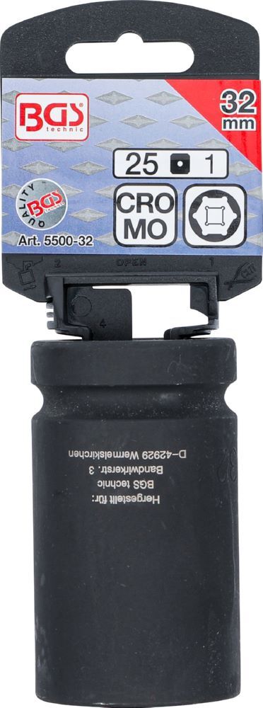 Produktbild Kraft Steckschlüssel 32 mm Einsatz Sechskant tief Antrieb Innenvierkant 25 mm bild 3