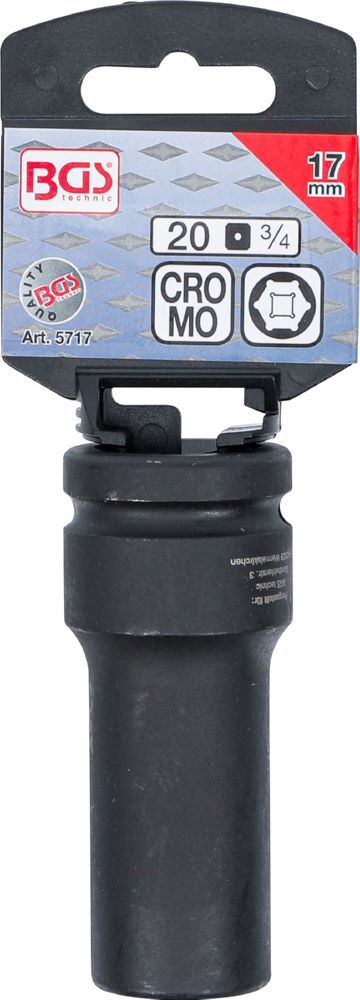 Produktbild Kraft Steckschlüssel 17 mm Einsatz Sechskant tief Antrieb Innenvierkant 20 mm bild 3