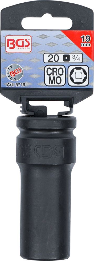 Produktbild Kraft Steckschlüssel 19 mm Einsatz Sechskant tief Antrieb Innenvierkant 20 mm bild 3