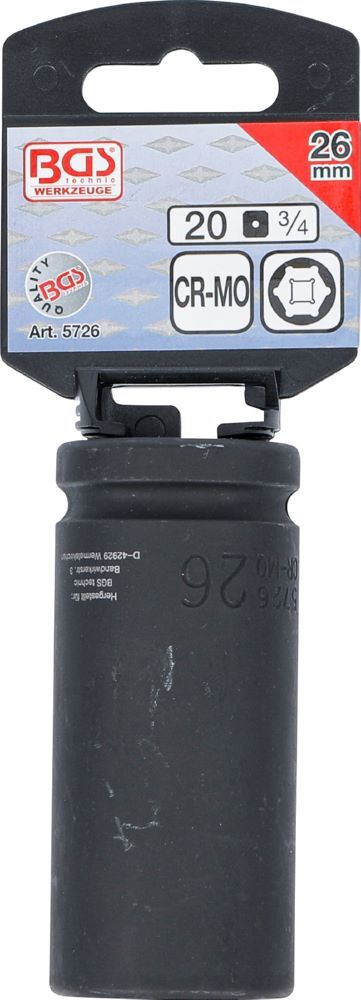 Produktbild Kraft Steckschlüssel 26 mm Einsatz Sechskant tief Antrieb Innenvierkant 20 mm bild 3