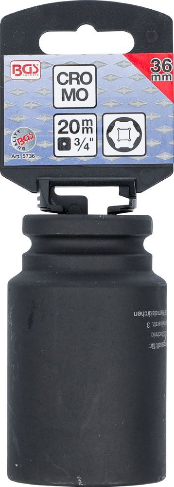 Produktbild Kraft Steckschlüssel 36 mm Einsatz Sechskant tief Antrieb Innenvierkant 20 mm bild 3