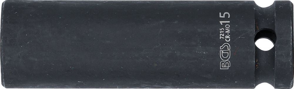 BGS Kraft Steckschlüssel 15 mm Einsatz Sechskant tief Antrieb Innenvierkant 12,5 mm Produktbild BGS Kraft Steckschlüssel 15 mm Einsatz Sechskant tief Antrieb Innenvierkant 12,5 mm bild 3