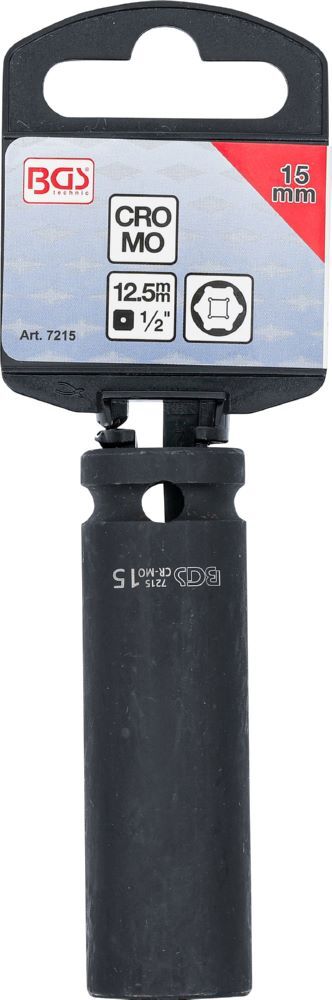 BGS Kraft Steckschlüssel 15 mm Einsatz Sechskant tief Antrieb Innenvierkant 12,5 mm Produktbild BGS Kraft Steckschlüssel 15 mm Einsatz Sechskant tief Antrieb Innenvierkant 12,5 mm bild 4