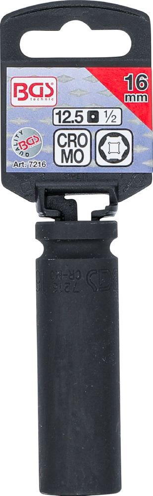BGS Kraft Steckschlüssel 16 mm Einsatz Sechskant tief Antrieb Innenvierkant 12,5 mm Produktbild BGS Kraft Steckschlüssel 16 mm Einsatz Sechskant tief Antrieb Innenvierkant 12,5 mm bild 3
