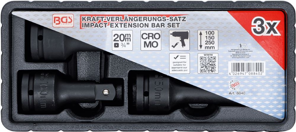 Produktbild Kraft Verlängerungs Satz Außen-/Innenvierkant 20 mm 3/4 Zoll 3 teilig bild 2