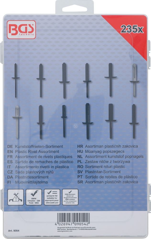 Produktbild Kunststoffnieten Sortiment für GM, BMW, Chrysler, VW, Ford 235 teilig bild 3