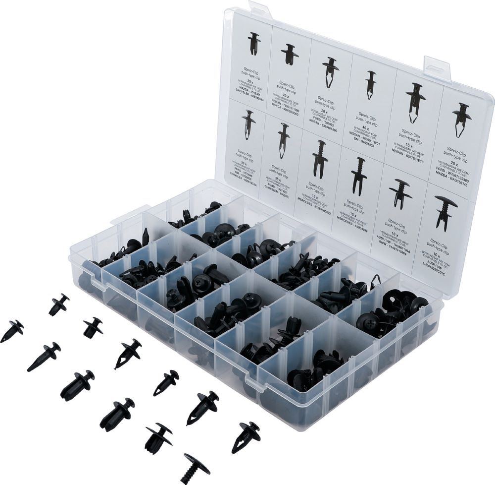 Produktbild BGS Kunststoffspreizclip Sortiment für Mazda, Honda, Ford, Nissan, VW 240 teilig
