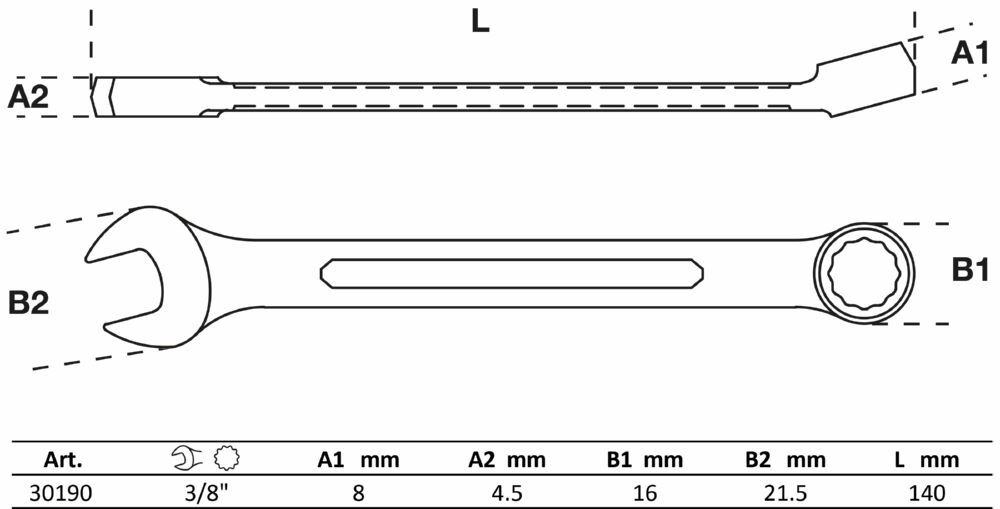 BGS Maul Ringschlüssel 3/8 Zoll Produktbild BGS Maul Ringschlüssel 3/8 Zoll bild 2