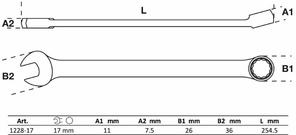 BGS Maul Ringschlüssel extra lang 17 mm Produktbild BGS Maul Ringschlüssel extra lang 17 mm bild 4