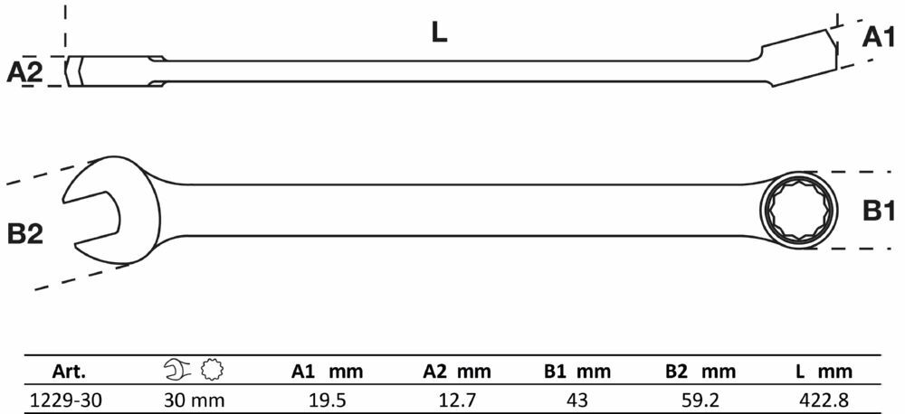 BGS Maul Ringschlüssel extra lang 30 mm Produktbild BGS Maul Ringschlüssel extra lang 30 mm bild 4