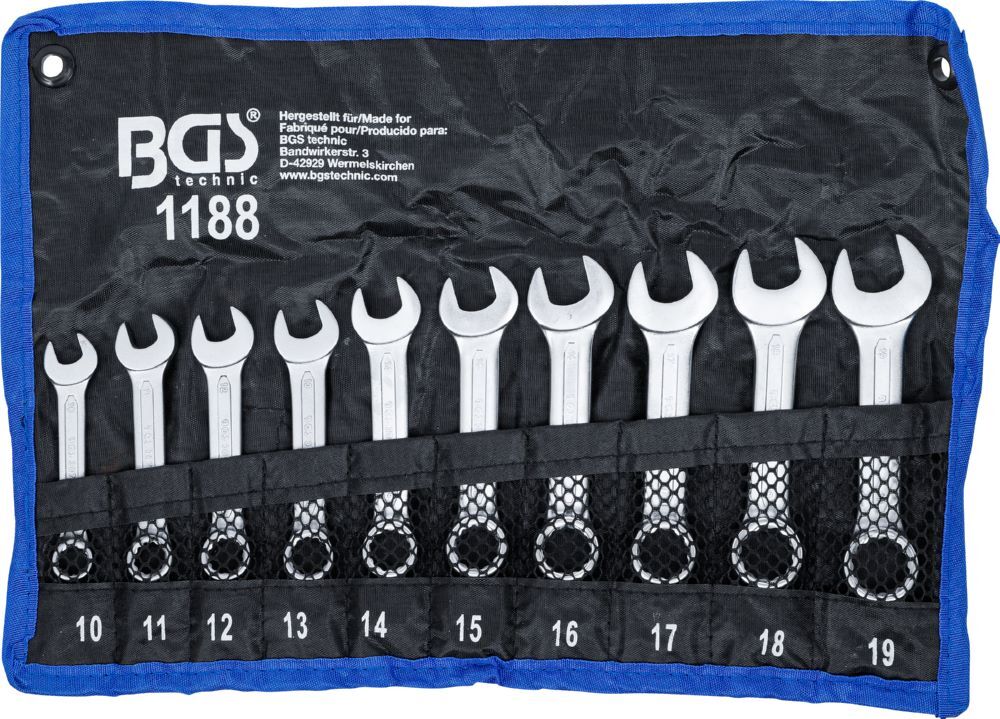BGS Maul Ringschlüssel Satz 10-19 mm extra kurz 10 teilig BGS Maul Ringschlüssel Satz 10-19 mm extra kurz 10 teilig