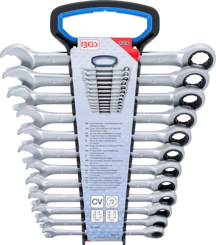 BGS Maulratschen und Ratschenring Schlüssel Satz 8 - 19 mm 12 teilig Produktbild BGS Maulratschen und Ratschenring Schlüssel Satz 8 - 19 mm 12 teilig