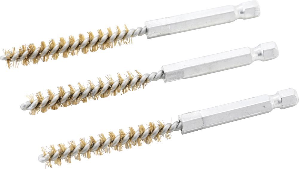 Produktbild Messingbürste 8 mm Antrieb Außensechskant 6,3 mm 1/4 Zoll 3 teilig bild 2