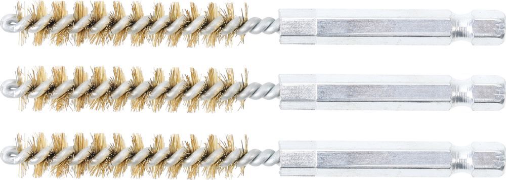 Produktbild BGS Messingbürste 9 mm Antrieb Außensechskant 6,3 mm 1/4 Zoll 3 teilig