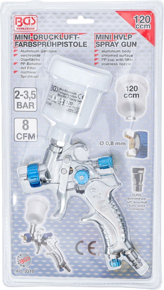 BGS Mini Druckluft Farbsprühpistole 120 cm³ Produktbild BGS Mini Druckluft Farbsprühpistole 120 cm³ bild 6