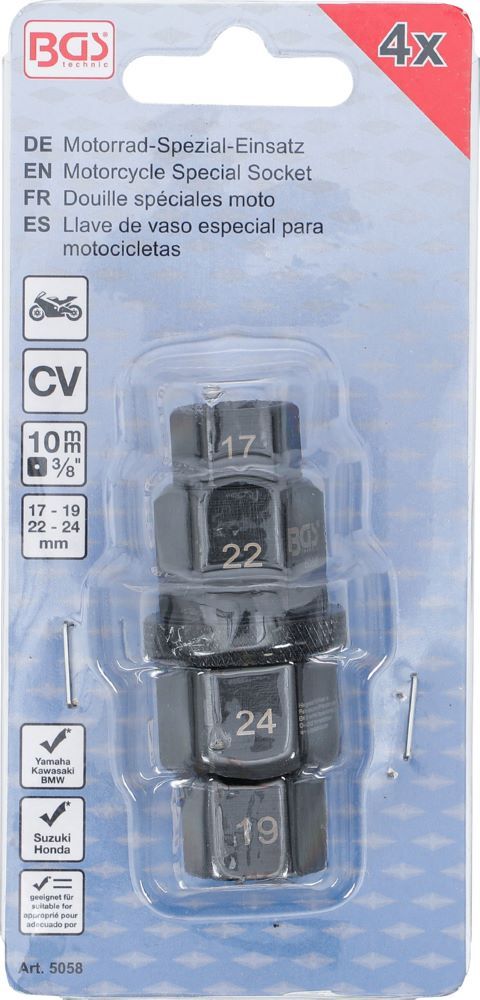 BGS Motorrad Spezial Einsatz Antrieb 10 mm 3/8 Zoll 17 - 19 - 22 - 24 mm Produktbild BGS Motorrad Spezial Einsatz Antrieb 10 mm 3/8 Zoll 17 - 19 - 22 - 24 mm bild 4