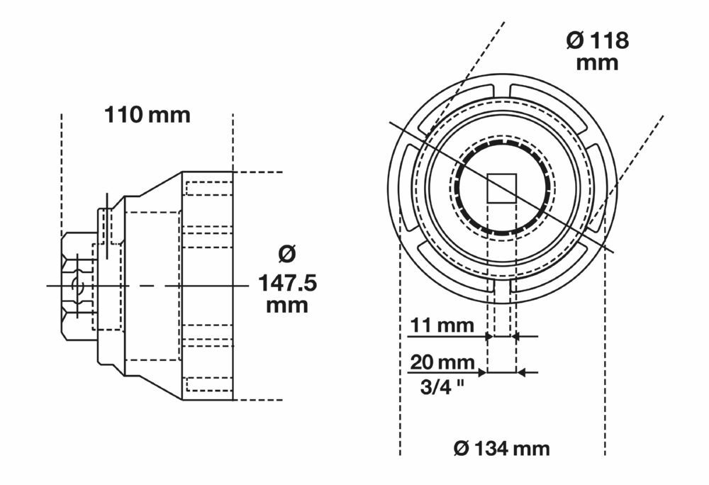 BGS Nutmutternschlüssel Zapfen innen liegend für MAN 133 - 145 mm Produktbild BGS Nutmutternschlüssel Zapfen innen liegend für MAN 133 - 145 mm bild 2