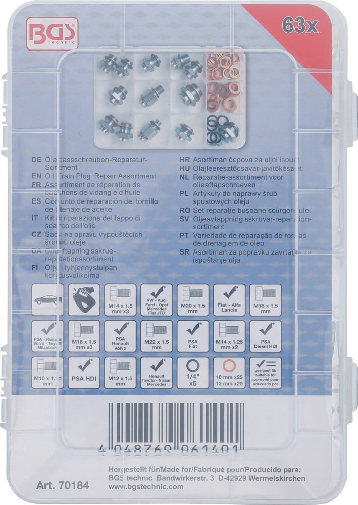 Produktbild Ölablassschrauben Reparatur Sortiment 63 teilig bild 3
