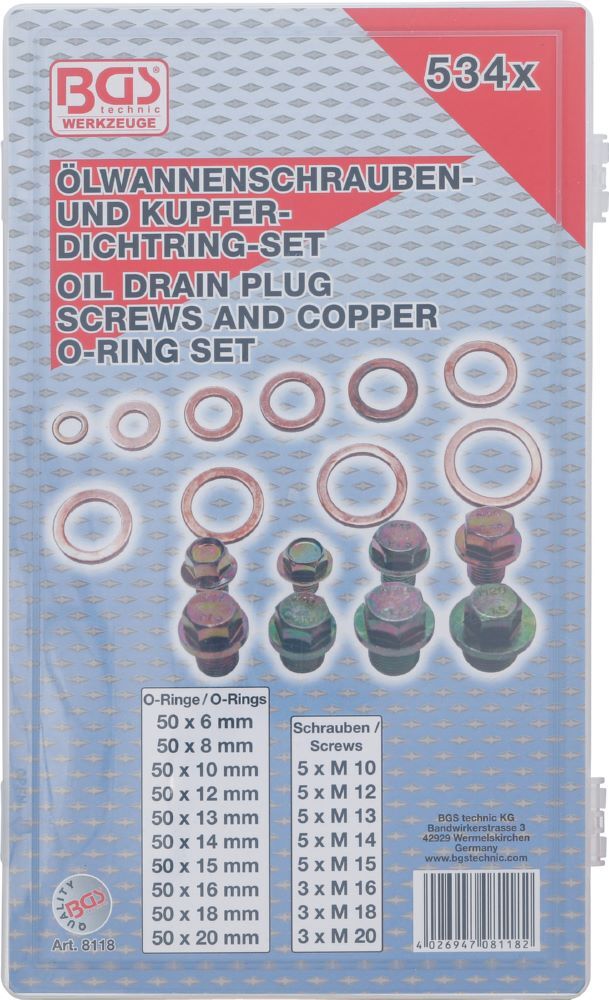 Produktbild Ölwannenschrauben und Kupfer Dichtring Sortiment 534 teilig bild 3