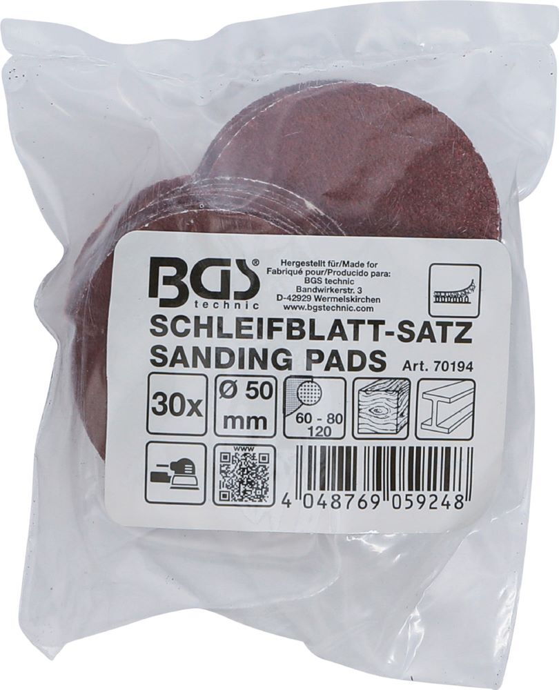 Produktbild Schleifblatt Satz für Exzenterschleifer 50 mm K 60 - 80 - 120 30 teilig bild 3