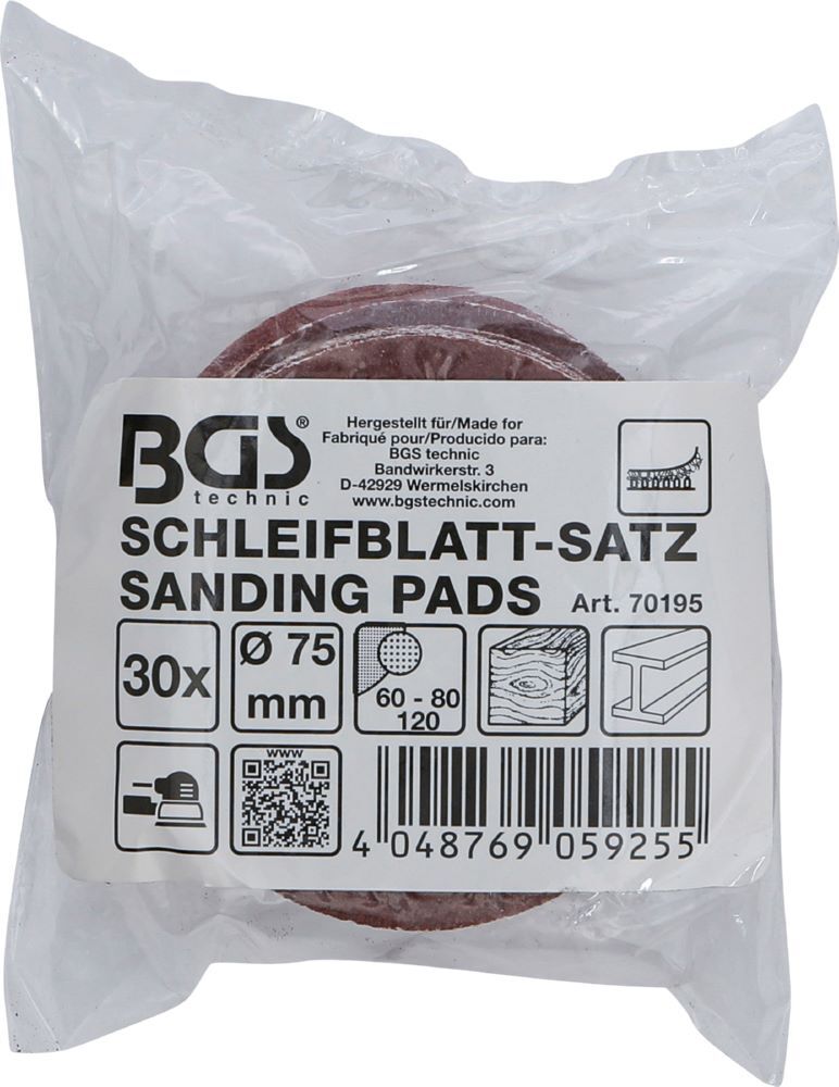 Produktbild Schleifblatt Satz für Exzenterschleifer 75 mm K 60 - 80 - 120 30 teilig bild 3