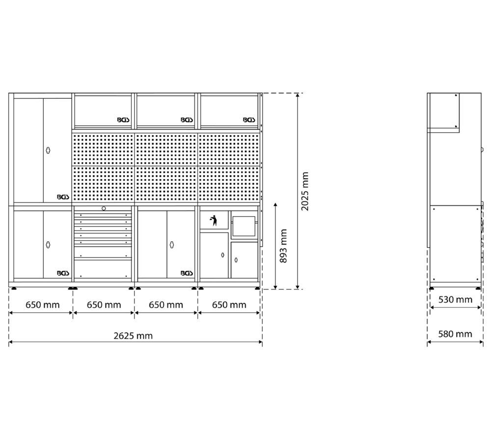 BGS Schrankwand System 4 Module Kombi mit Massivholz Arbeitsplatte Produktbild BGS Schrankwand System 4 Module Kombi mit Massivholz Arbeitsplatte bild 6