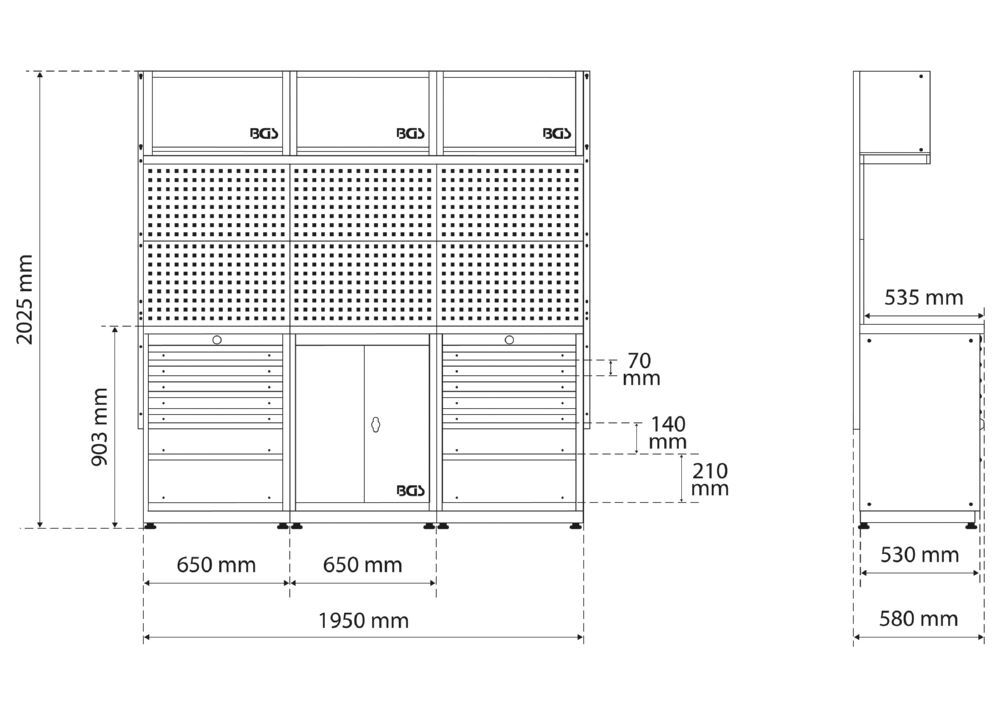 BGS Schrankwand System 3 Module Starter Paket mit Massivholz Arbeitsplatte Produktbild BGS Schrankwand System 3 Module Starter Paket mit Massivholz Arbeitsplatte bild 5