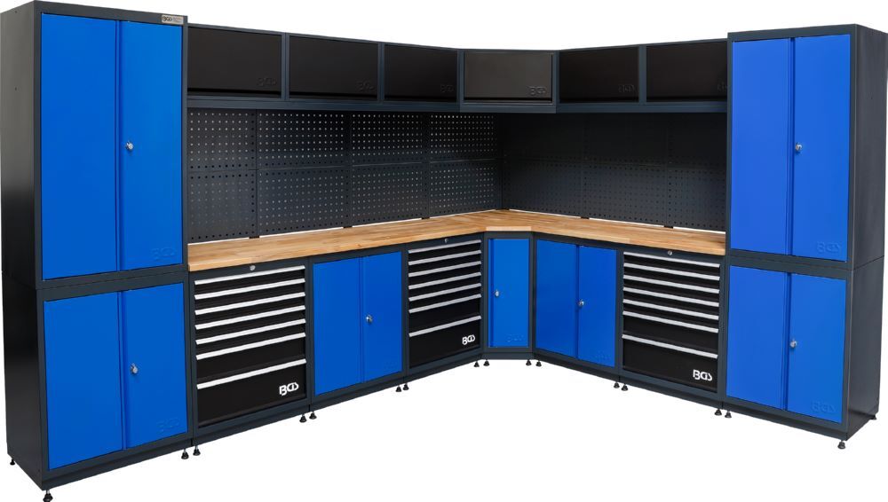 BGS Schrankwand System 8 Module mit Massivholz Arbeitsplatte Produktbild BGS Schrankwand System 8 Module mit Massivholz Arbeitsplatte