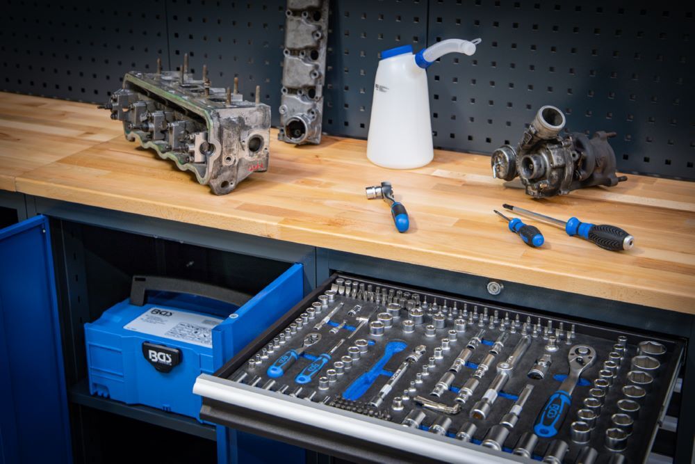 BGS Schrankwand System 8 Module mit Massivholz Arbeitsplatte Produktbild BGS Schrankwand System 8 Module mit Massivholz Arbeitsplatte bild 2