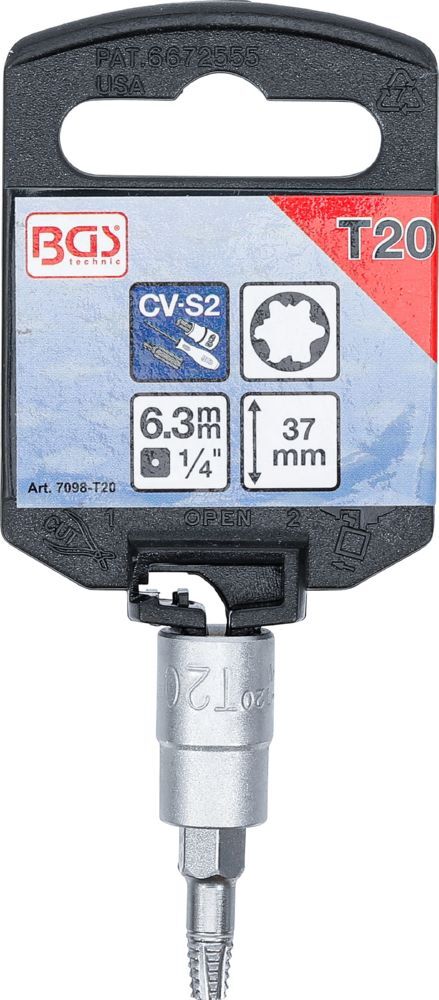 Produktbild Schraubenausdreher Bit-Einsatz Antrieb Innenvierkant 1/4 Zoll T20 bild 2