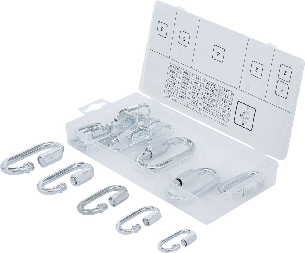 BGS Schraubverschluss Karabinerhaken Sortiment 20 teilig Produktbild BGS Schraubverschluss Karabinerhaken Sortiment 20 teilig