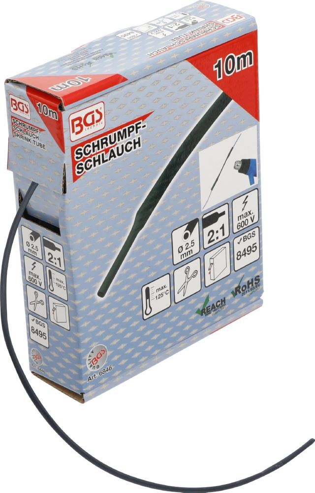 Produktbild BGS Schrumpfschlauch Box schwarz Durchmesser 2,5 mm 10 meter