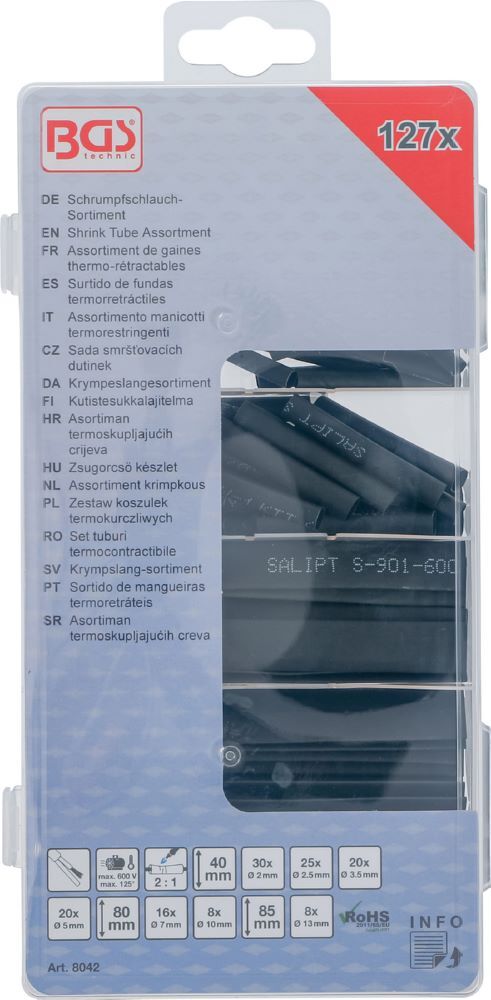 Produktbild Schrumpfschlauch Sortiment schwarz 127 teilig bild 3