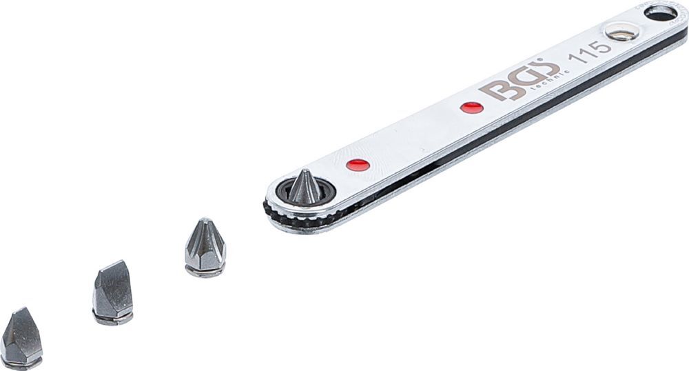 Produktbild BGS Spezial Bitknarre ultra dünn Abtrieb Innensechskant 1/4 Zoll mit 4 Bits