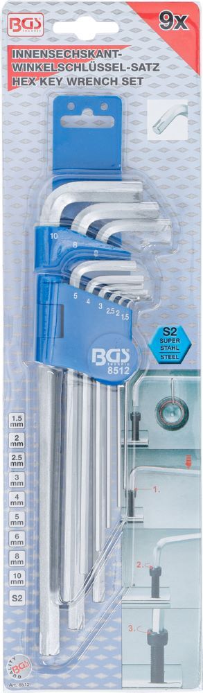 BGS Spezial Winkelschlüssel Satz 1,5-10 mm Innensechskant 9 teilig Produktbild BGS Spezial Winkelschlüssel Satz 1,5-10 mm Innensechskant 9 teilig bild 4
