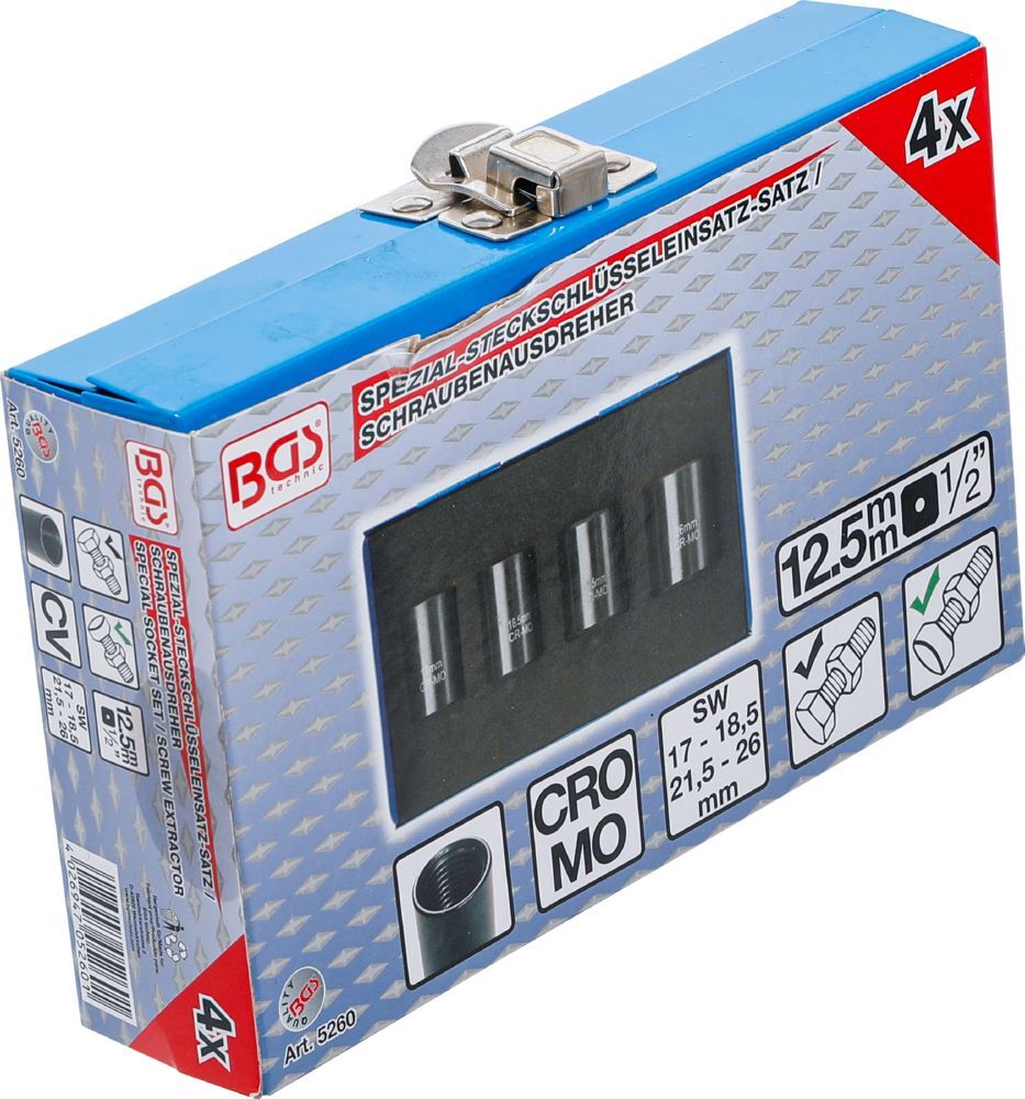 Produktbild Spiral Profil Steckschlüssel-Satz / Schraubenausdreher 17-26 mm 4 teilig bild 6