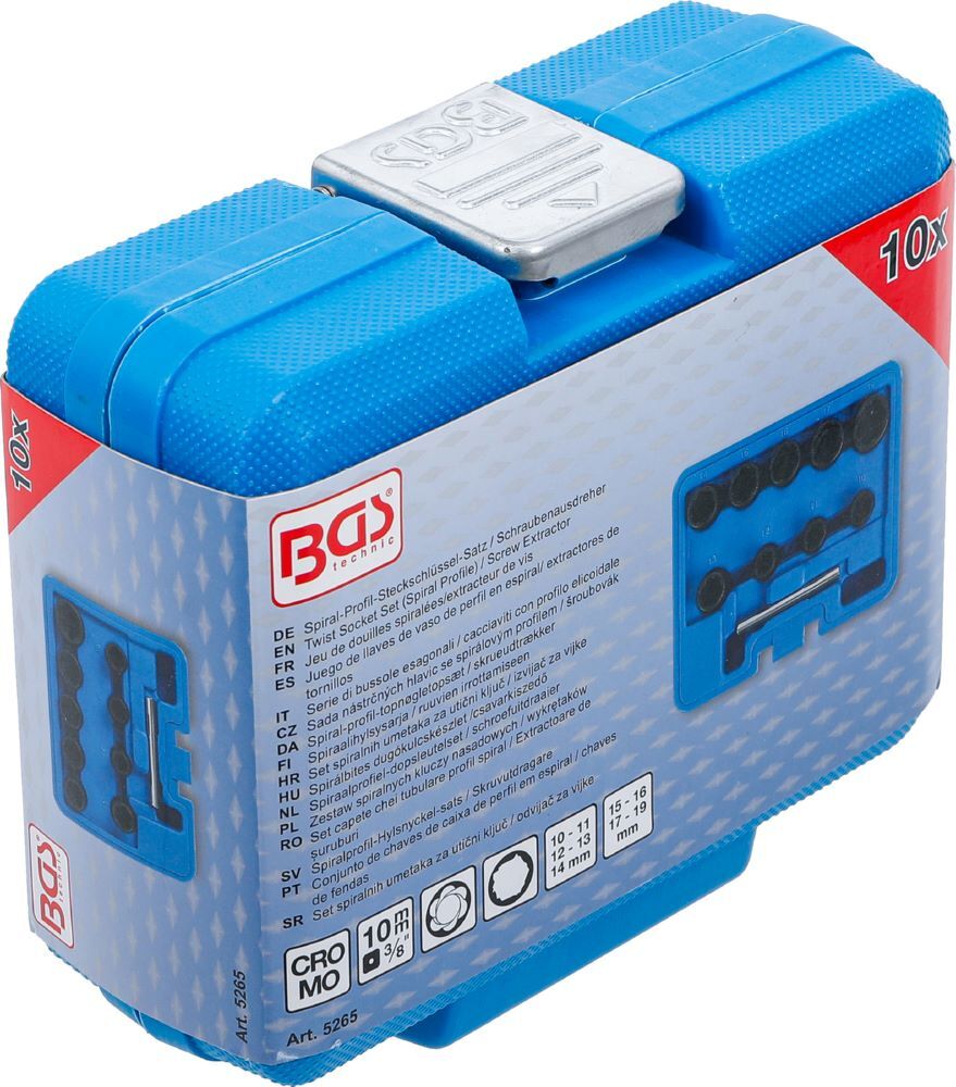Produktbild Spiral Profil Steckschlüssel Satz / Schraubenausdreher 10-19 mm 10 teilig bild 6