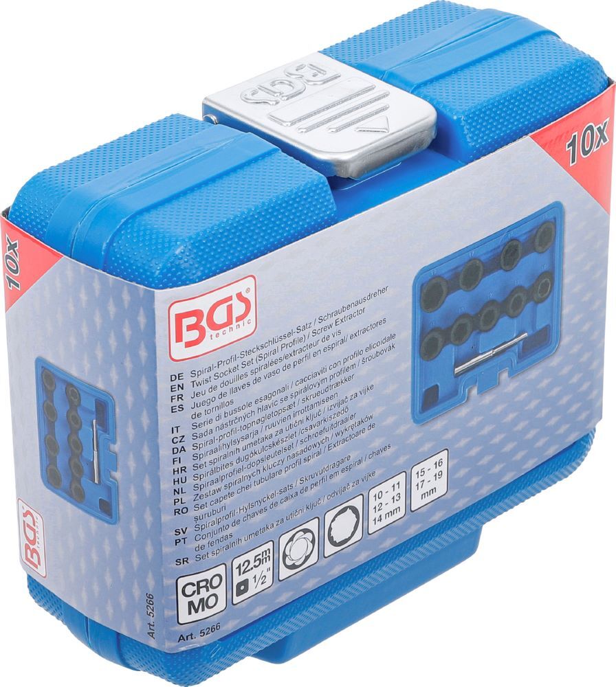 Produktbild Spiral Profil Steckschlüssel Satz / Schraubenausdreher 10-19 mm 10 teilig bild 6