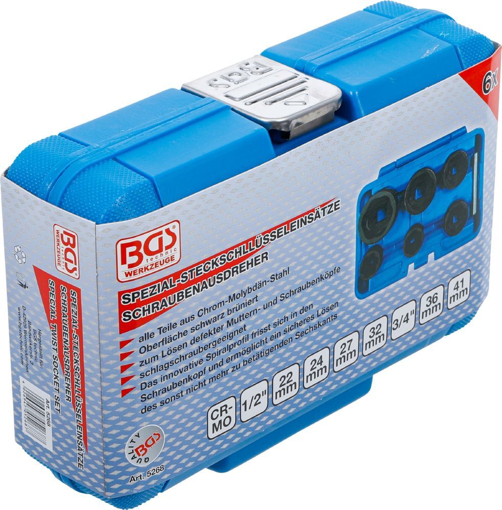 Produktbild Spiral Profil Steckschlüssel Satz / Schraubenausdreher 22-41 mm 6 teilig bild 6